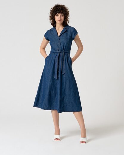 SUKANA KJOLE - dress with belt Blue