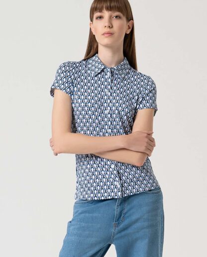 SUKANA SKJORTE - Short sleeve shirt Blue