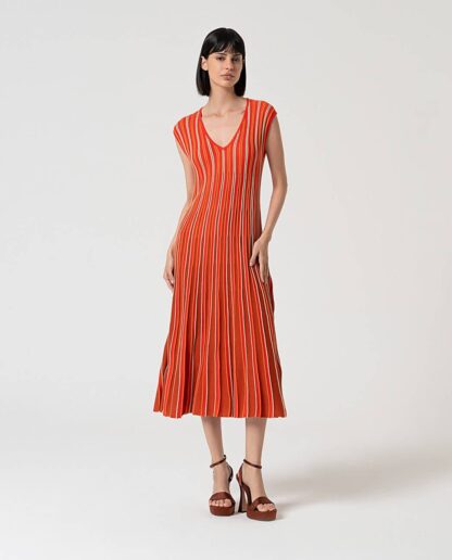 SUKANA KJOLE - Sleeveless midi dress Orange